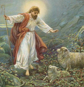 イエス Painting - イエス・キリスト 優しい羊飼い アンブローズ・ダドリー